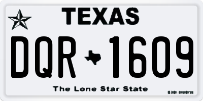 TX license plate DQR1609