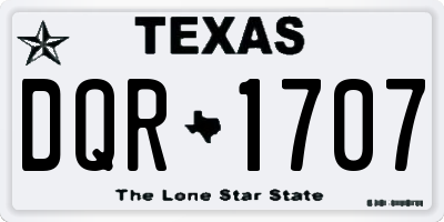 TX license plate DQR1707