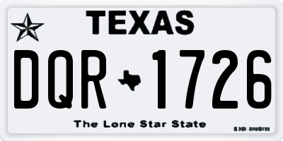 TX license plate DQR1726