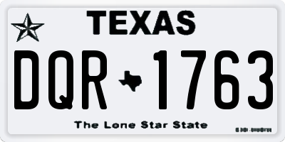 TX license plate DQR1763