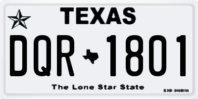 TX license plate DQR1801