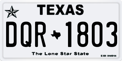 TX license plate DQR1803