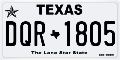 TX license plate DQR1805