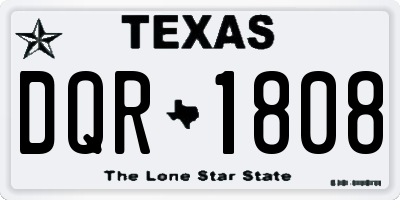 TX license plate DQR1808