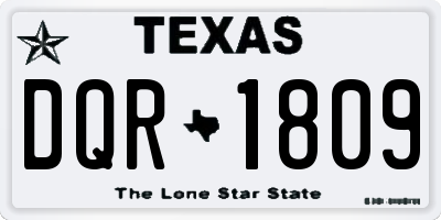 TX license plate DQR1809