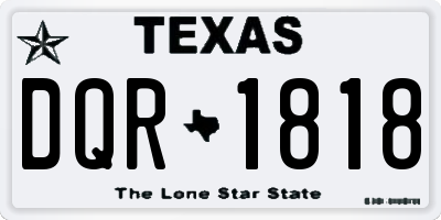 TX license plate DQR1818