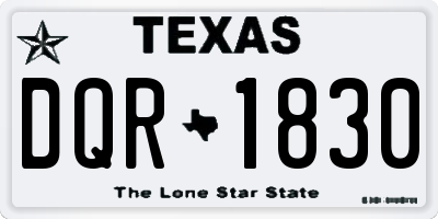 TX license plate DQR1830