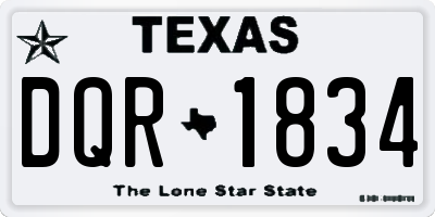 TX license plate DQR1834