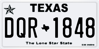 TX license plate DQR1848