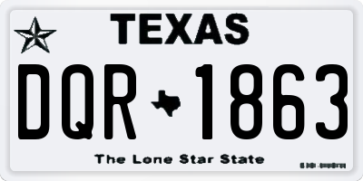TX license plate DQR1863