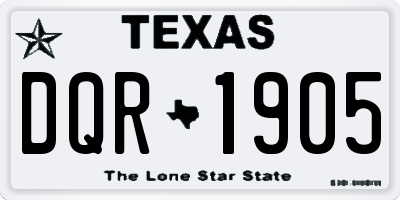 TX license plate DQR1905