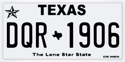 TX license plate DQR1906