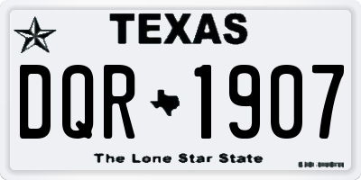 TX license plate DQR1907