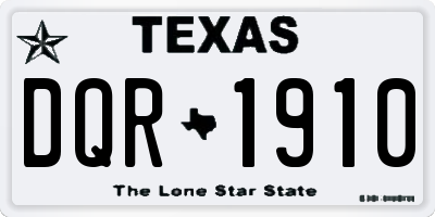 TX license plate DQR1910