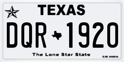 TX license plate DQR1920