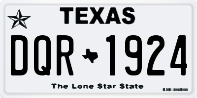 TX license plate DQR1924