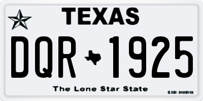 TX license plate DQR1925