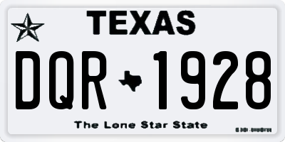 TX license plate DQR1928
