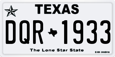 TX license plate DQR1933