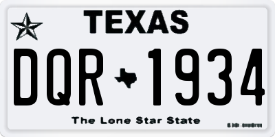 TX license plate DQR1934
