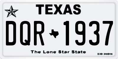 TX license plate DQR1937