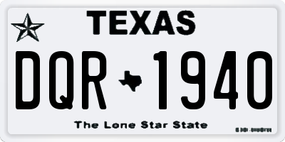 TX license plate DQR1940