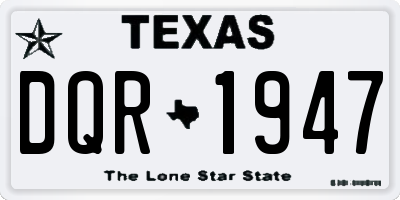 TX license plate DQR1947