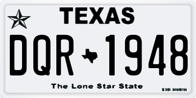 TX license plate DQR1948