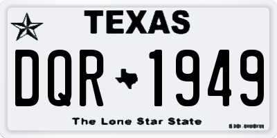 TX license plate DQR1949