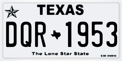 TX license plate DQR1953