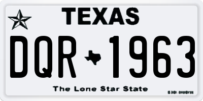 TX license plate DQR1963
