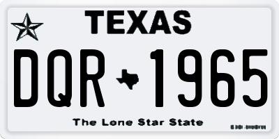 TX license plate DQR1965