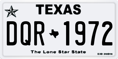 TX license plate DQR1972