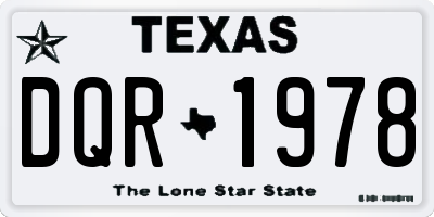 TX license plate DQR1978