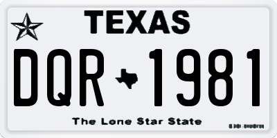 TX license plate DQR1981