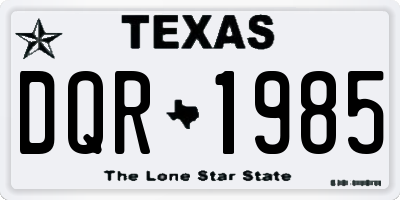 TX license plate DQR1985