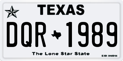 TX license plate DQR1989