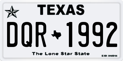 TX license plate DQR1992