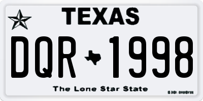 TX license plate DQR1998