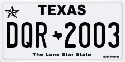 TX license plate DQR2003
