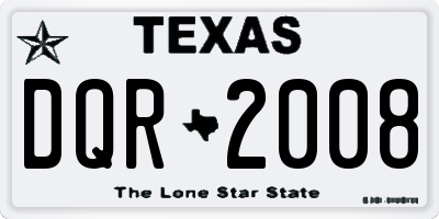 TX license plate DQR2008
