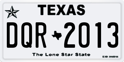 TX license plate DQR2013