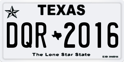 TX license plate DQR2016