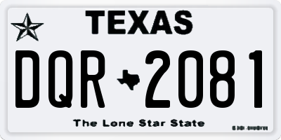 TX license plate DQR2081