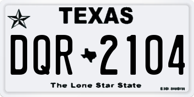 TX license plate DQR2104