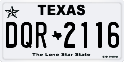 TX license plate DQR2116