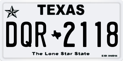 TX license plate DQR2118