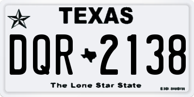 TX license plate DQR2138