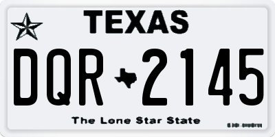 TX license plate DQR2145