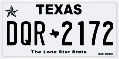TX license plate DQR2172